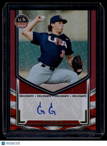 2025 Panini Stars & Stripes USA Baseball Gabe Gaeckle #NTS-GG Collegiate National Team Signatures Red SN AU