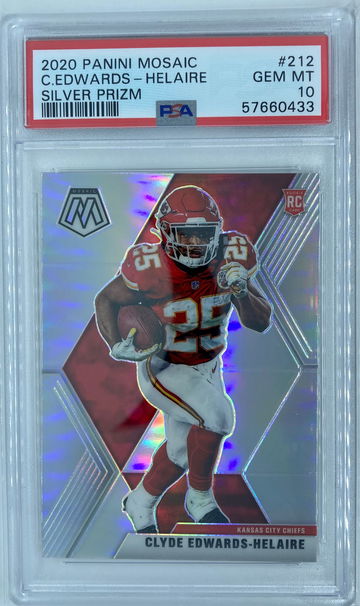 2020 Panini Mosaic Clyde Edwards-Helaire Silver Prizm #212 Gem Mint PSA 10