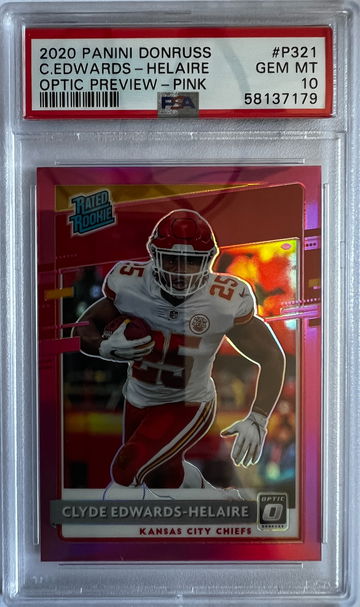 2020 Panini Donruss Clyde Edwards-Helaire Optic Preview - Pink PSA 10