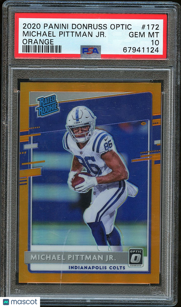 2020 Panini Donruss Optic Michael Pittman Jr. #172 Orange Prizm Parallel/Variety Rookie Base Set PSA 10