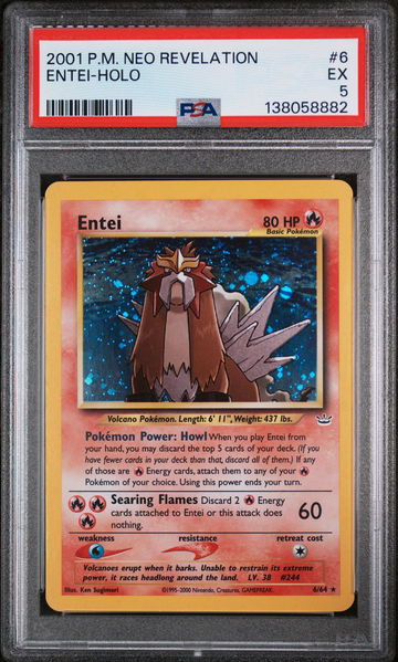 2001 Pokemon Neo Revelation Holo Entei #6 PSA 5