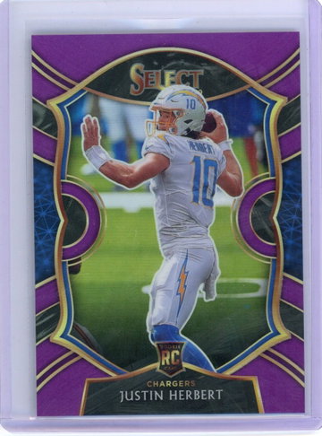 2020 Select Justin Herbert #44 Purple Prizm /75