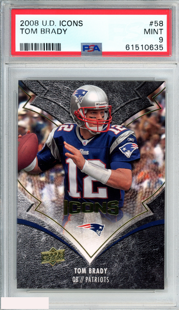 2008 UPPER DECK ICONS TOM BRADY #58 NEW ENGLAND PATRIOTS PSA 9 MINT