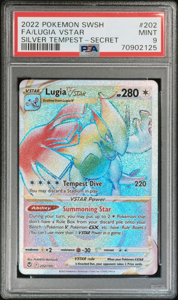 2022 Pokemon Sword and Shield Silver Tempest Secret Rare Lugia Vstar #202 PSA 9