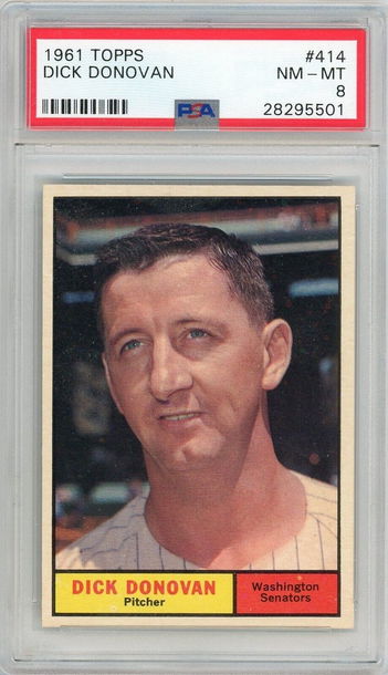 1961 Topps Dick Donovan #414 PSA 8 P1307