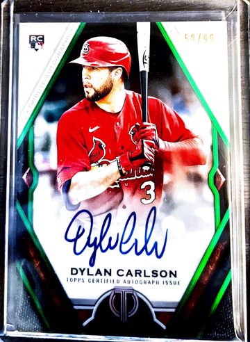 2021 topps tribute Dylan carlson green /99 autograph rookie RC St. Louis cardinals 