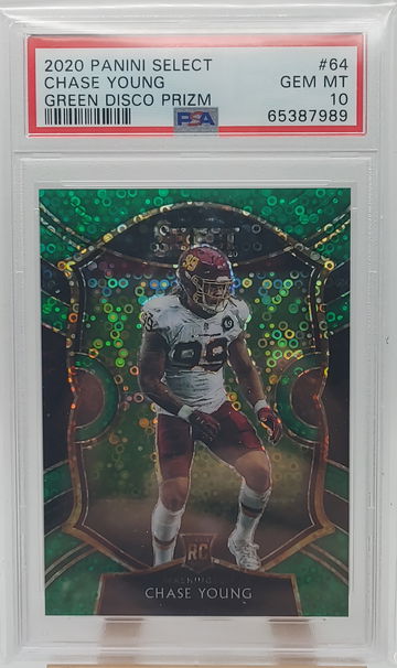 2020 Select Chase Young Disco Green Prizm # /5 PSA 10 POP 1 1/1