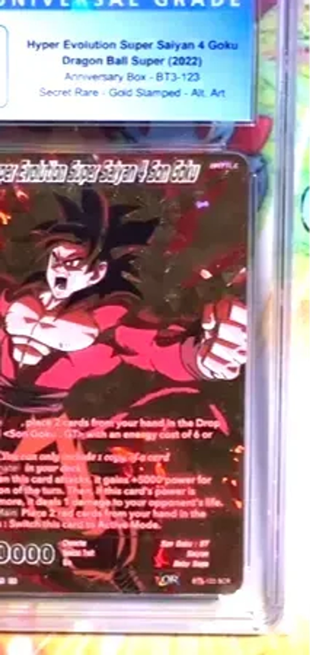 Dragon Ball Super Trading Card 5th Anniversary Son Goku SS4 Foil Secret Rare CGC 9.5 BT3-123