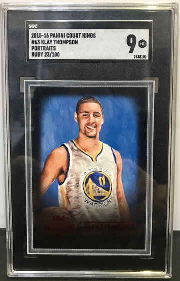 2015 panini court kings #63 Klay Thompson portrait ruby /100 sgc9