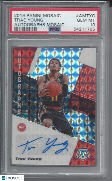 2019 Panini Mosaic Autographs Mosaic Trae Young #AMTYG PSA 10