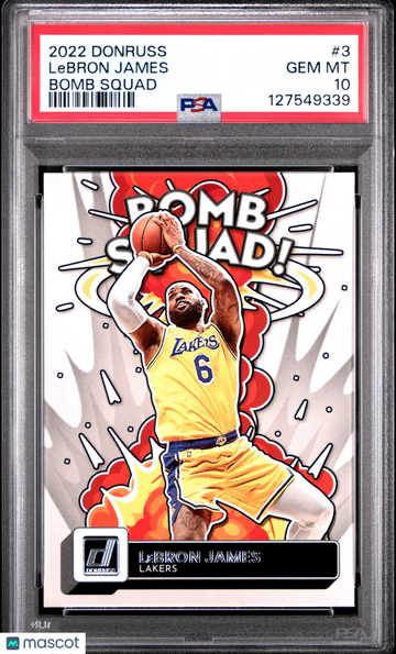 Graded 2022 Panini Donruss Bomb Squad LeBron James #3 PSA 10 Los Angeles Lakers Basketball Card