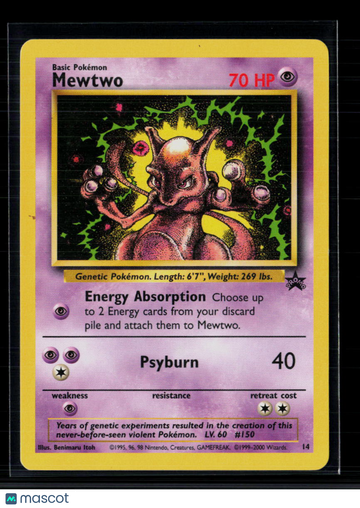 2000 Wizards Mewtwo Holo Black Star Promo #14