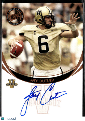 Jay Cutler 2006 Press Pass Authentics Auto Vanderbilt Commodores