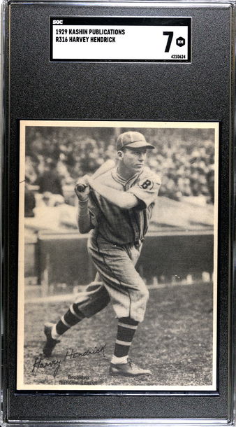 1929 Kashin Publications R316 Harvey Hendrick Brooklyn Dodgers SGC 7 NM