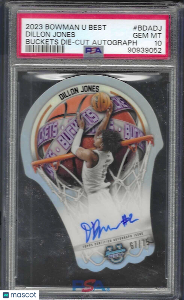 2023 Bowman University Best Bowman U Buckets Die-Cut Autograph Dillon Jones #BDADJ PSA 10