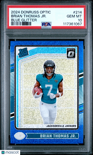 2024 Panini Donruss Optic Brian Thomas JR. Blue Glitter #214 PSA 10