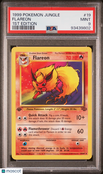 1999 Pokemon Jungle Flareon 1st Edition PSA 9 #19