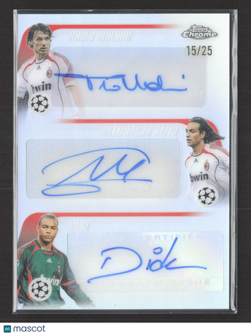 2026 Topps Chrome UEFA Club Competitions Paolo Maldini Dida Alessandro Nesta #CTA-MND Triple Autograph 15/25 Auto