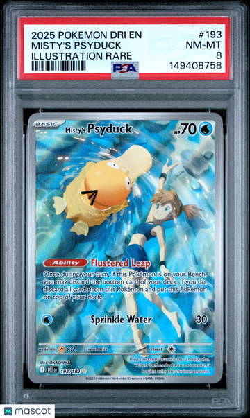 2025 Pokemon Dri EN-Destined Rivals Misty's Psyduck Illustration Rare PSA 8 #193