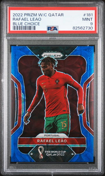 2022 PANINI RAFAEL LEAO PRIZM WORLD CUP QATAR BLUE CHOICE #181 PSA 9