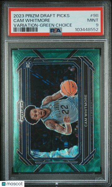 2023 Panini Prizm Draft Picks Cam Whitmore #98 Variation Green Choice PSA 9