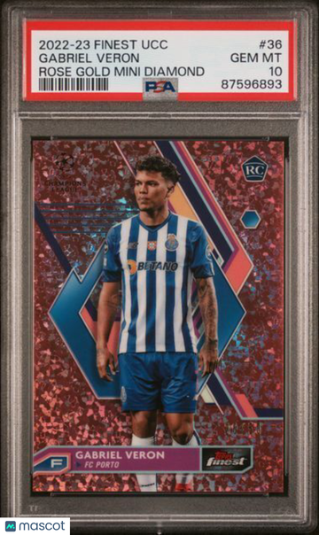 2022-23 Topps Finest UEFA Club Competitions Gabriel Veron #36 Rose Gold Mini Diamond PSA 10