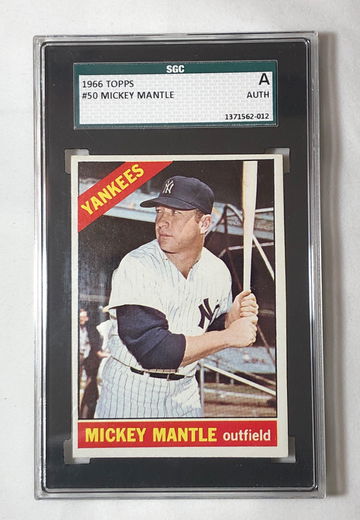 1966 TOPPS #50 MICKEY MANTLE  AUTH