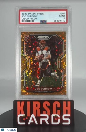 Joe Burrow RC 2020 Panini Prizm Disco Orange #307 Bengals Rookie PSA 9 Mint!