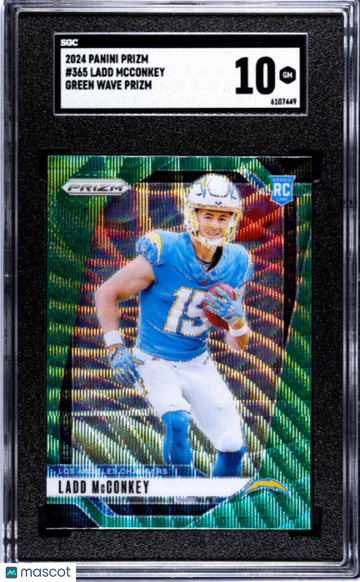 2024 Panini Prizm Ladd McConkey #365 Green Wave RC SGC 10