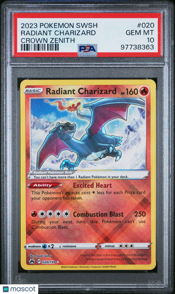 2023 Pokemon Sword And Shield Crown Zenith Radiant Charizard Crown Zenith PSA 10 #020