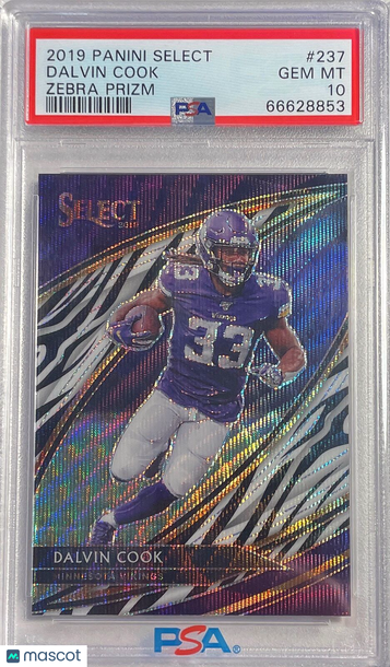 2019 Panini Select Dalvin Cook #237 Zebra Prizm PSA 10