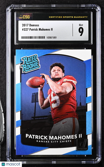 2017 Donruss Patrick Mahomes II Rookie #327 CGC 9 Kansas City Chiefs