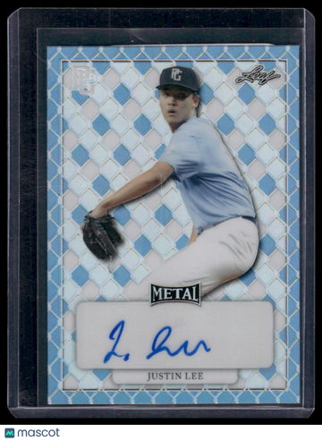 2022 Leaf Perfect Game Metal Justin Lee /1 Rainbow Platinum Pre-Production Proof Leaf