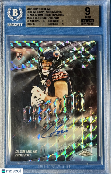 2025 Topps Chrome Chromograph Autographs Black Geometric Ref Colston Loveland #CGCL /10 Rookie BGS 9 Auto 10