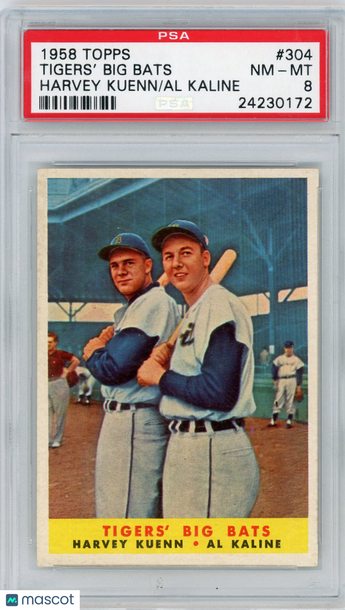 1958 Topps Tigers' Big Bats #304 Harvey Kuenn Al Kaline PSA 8
