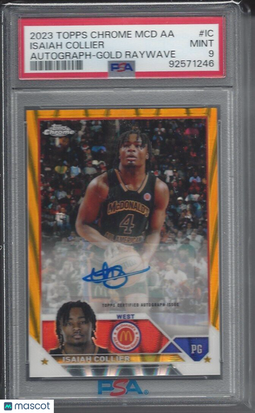 2023 Topps Chrome Mcdonald's All-American Autographs Isaiah Collier #IC Gold Raywave PSA 9