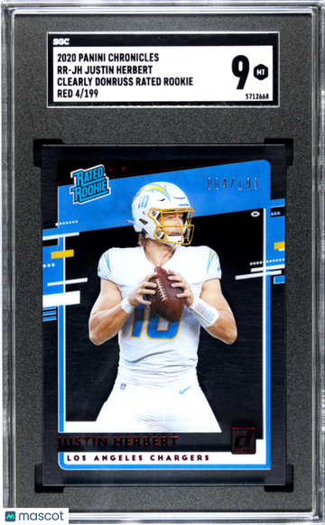 2020 Panini Chronicles Justin Herbert Clearly Donruss Rated Rookie Red SGC 9