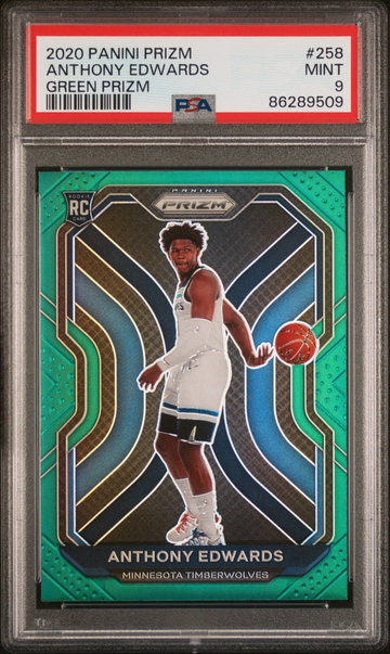 2020 PANINI PRIZM ANTHONY EDWARDS GREEN PRIZM #258 RC ROOKIE PSA 9
