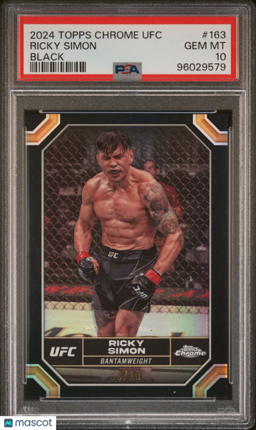 2024 Topps Chrome UFC Ricky Simon #163 Black Refractor PSA 10
