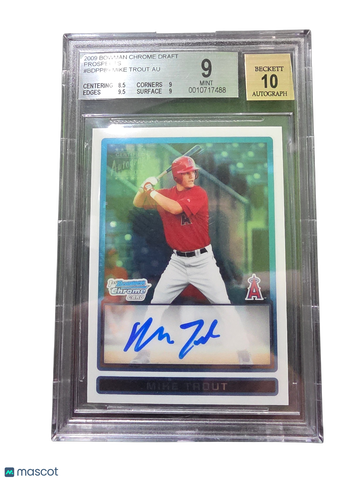 2009 Bowman Chrome Draft Prospects Mike Trout #BDPP89 BGS 9 Auto 10