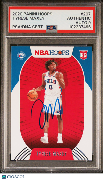 2020 Panini Hoops Tyrese Maxey #207 PSA A Auto 9