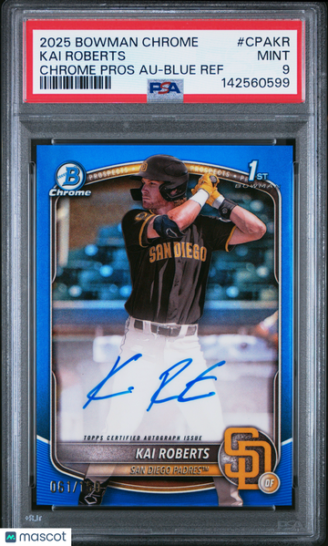 2025 Bowman Chrome Prospect Autographs Kai Roberts #CPAKR Blue Ref PSA 9