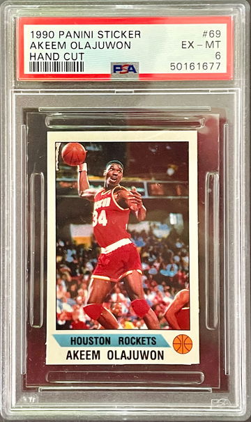 Akeem Olajuwon 1990 Panini Sticker #69 Hakeem NBA Houston Rockets PSA 6 EX-MT