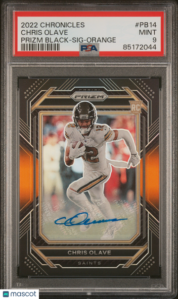 2022 Panini Chronicles Prizm Black Chris Olave #PB14 Prizm Black SIG Orange PSA 9