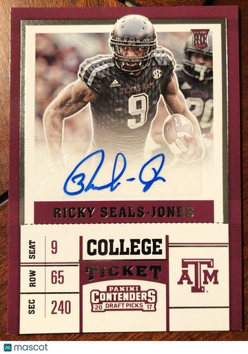 Ricky Seals-Jones 2017 Contenders Draft Picks Auto Autograph RC #214 Texas A&M