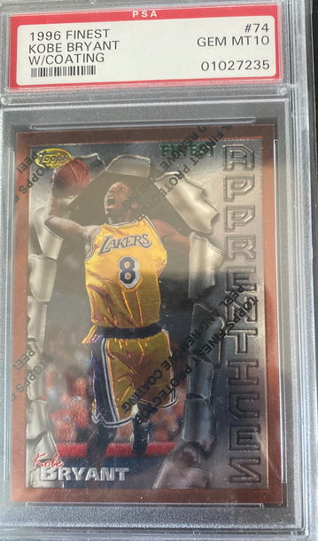 Kobe Bryant 1996 topps finest w/coating rookie psa 10