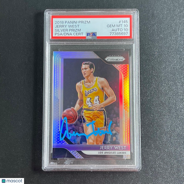 2018 Panini Prizm Jerry West #145 Silver Prizm PSA 10 Auto 10