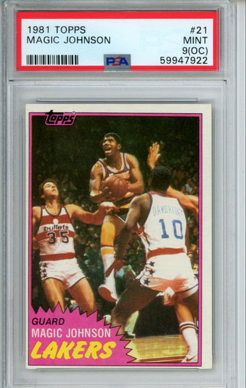 MAGIC JOHNSON 1981 Topps #21 PSA 9 OC LA Lakers HOF