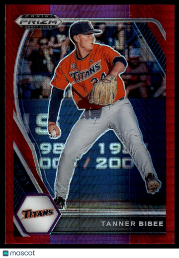 2021 Panini Prizm Draft Picks Tanner Bibee #PDP156 Hyper Red & Purple Prizm