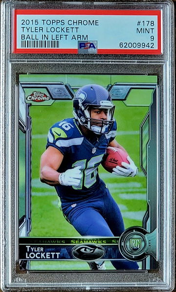 2015 TYLER LOCKETT Topps Chrome Ball in Left Arm PSA 9 POP 24 Rookie RC #178
